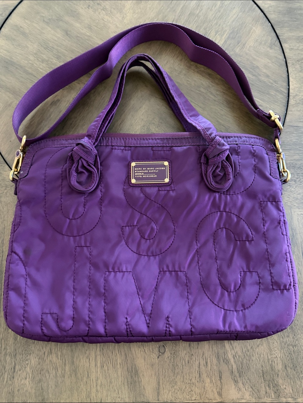 Marc by Marc Jacobs Purple Quilted Logo Nylon Laptop Bag
